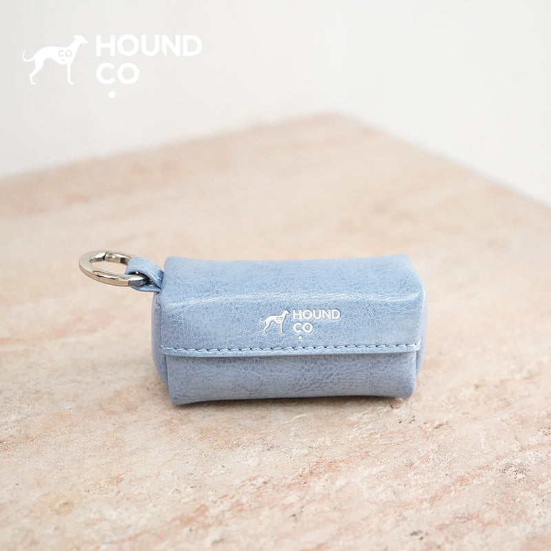 Denim Blue Vegan Leather Poop Bag Holder